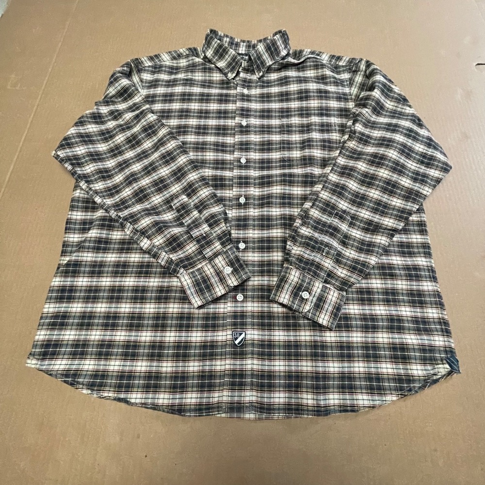 Cremieux Classics Men XL Plaid Button Down Shirt Long Sleeve Green Blue Check